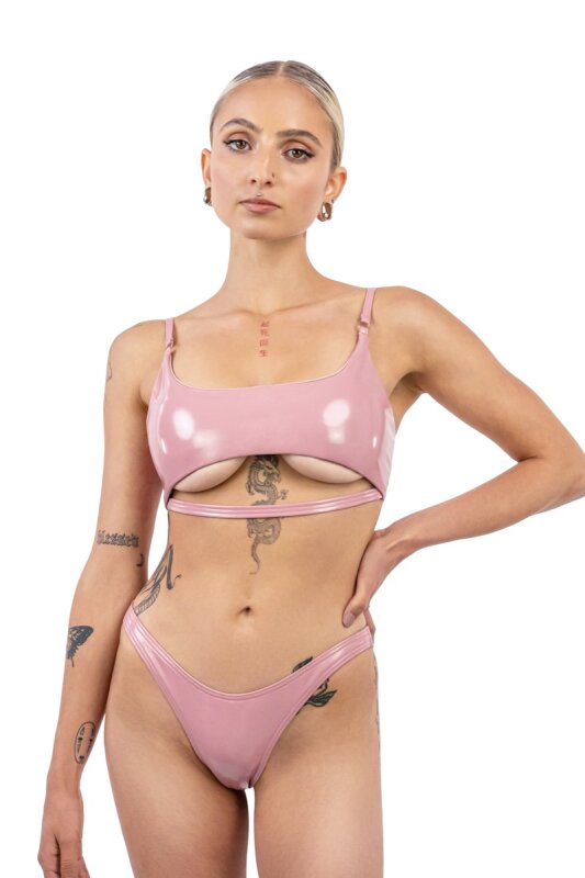Naughty Thoughts Short Tanga Sinner vinyle Rose L