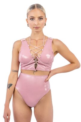 Naughty Thoughts Short taille haute Sinner vinyle Rose S