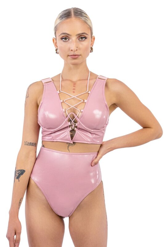 Naughty Thoughts Short taille haute Sinner vinyle Rose M