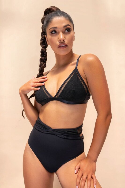 Lunalae Short taille haute Daisy Noir XL