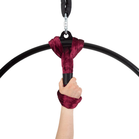 Ensemble PoleSports Sangle dattache ronde avec housse velours pour suspension aérienne Rouge