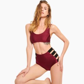 Paradise Chick Short taille haute Cerise à rayures L
