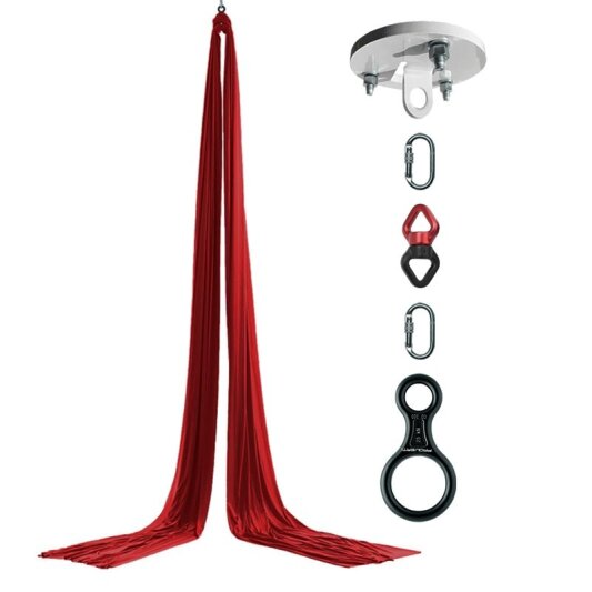 PoleSports Tissu aérien avec support de plafond mousqueton et oeillet