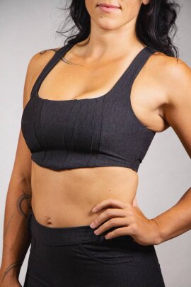 Off the Pole Crop top Denim Noir S
