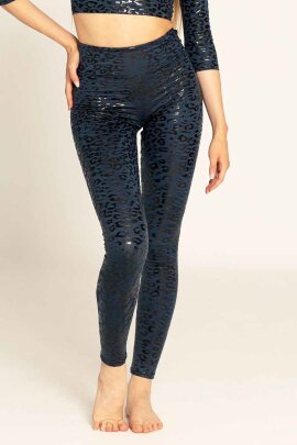 Paradise Chick Legging grip Superhero taille haute Léopard Denim Bleu XS