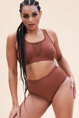 Lunalae Haut Gaby Sans couture Marron