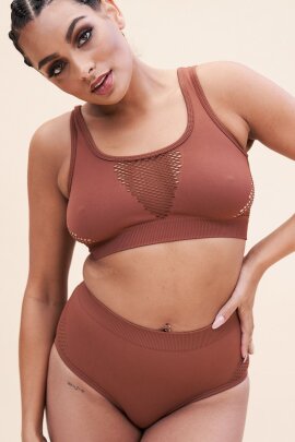 Lunalae Haut Gaby Sans couture Marron