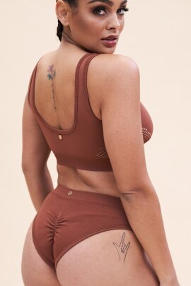 Lunalae Haut Gaby Sans couture Marron