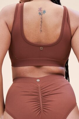 Lunalae Haut Gaby Sans couture Marron