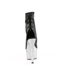 Pleaser ADORE-1018LG Bottines à plateforme Cuir synthétique Paillettes Noir Argent