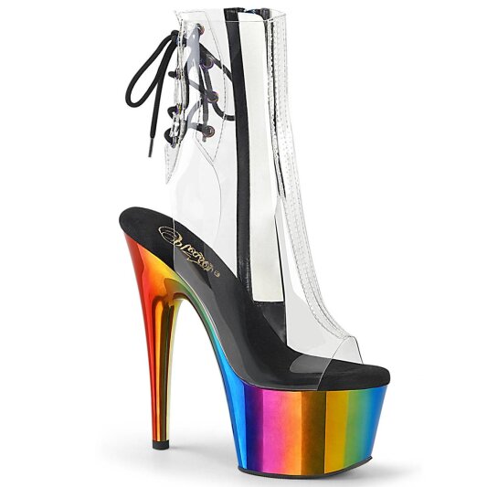 Pleaser ADORE-1018RC Bottines à plateforme Chrome Transparent Bigarré