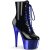 Pleaser ADORE-1020 Bottines à plateforme Vernis Chrome Noir Bleu