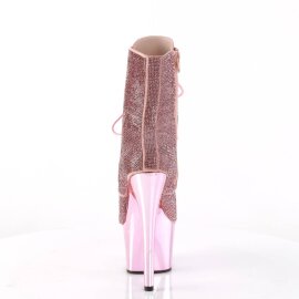 Pleaser ADORE-1020CHRS Bottines à plateforme Strass Chrome Rose