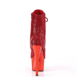 Pleaser ADORE-1020CHRS Bottines à plateforme Strass Chrome Rouge