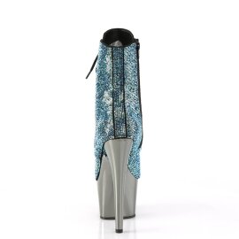 Pleaser ADORE-1020CHRS Bottines à plateforme Strass Chrome Turquoise