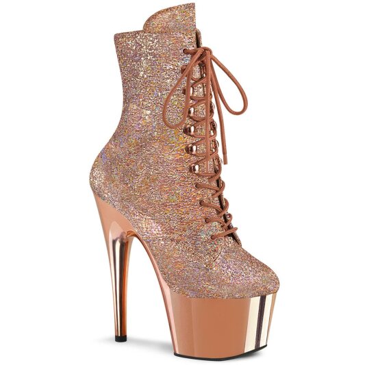 Pleaser ADORE-1020HM Bottines à plateforme Métallique Chrome Or Rose