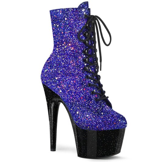 Pleaser ADORE-1020MG Bottines à plateforme Paillettes Bigarré Bleu