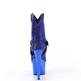 Pleaser ADORE-1029CHRS Bottines à plateforme Strass Chrome Bleu