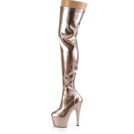 Pleaser ADORE-3000HWR Bottes cuissardes à plateforme Holo Or Rose