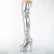 Pleaser ADORE-3000HWR Bottes cuissardes à plateforme Holo Argent