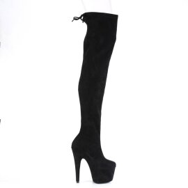 Pleaser ADORE-3008 Bottes cuissardes à plateforme Daim synthétique Noir