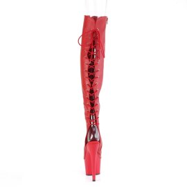 Pleaser ADORE-3019 Bottes cuissardes à plateforme Cuir synthétique Rouge