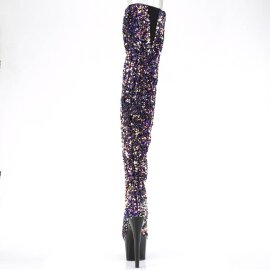 Pleaser ADORE-3020 Bottes cuissardes à plateforme Paillettes Violet