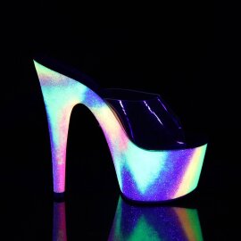 Pleaser ADORE-701GXY Mules à plateforme Paillettes Transparent Bigarré