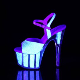 Pleaser ADORE-710UVG Sandales à plateforme Paillettes Argent