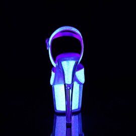 Pleaser ADORE-710UVG Sandales à plateforme Paillettes Argent