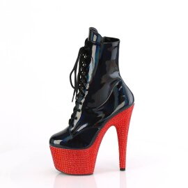 Pleaser BEJEWELED-1020-7 Bottines à plateforme Holo Strass Noir Rouge