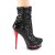 Pleaser BLONDIE-R-1009 Bottines à plateforme Paillettes Noir Rouge