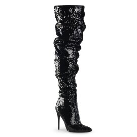 Pleaser COURTLY-3011 Bottes cuissardes Paillettes Noir