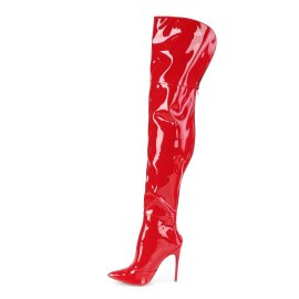Pleaser COURTLY-3012 Bottes cuissardes Vernis Rouge