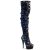 Pleaser DELIGHT-3004 Bottes cuissardes à plateforme Paillettes Bleu