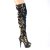 Pleaser DELIGHT-3004 Bottes cuissardes à plateforme Paillettes Bleu