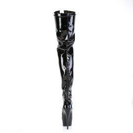 Pleaser DELIGHT-3027 Bottes cuissardes à plateforme Vernis Noir
