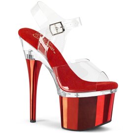 Pleaser ESTEEM-708 Sandales à plateforme Chrome Rouge
