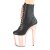 Pleaser FLAMINGO-1020 Bottines à plateforme Cuir synthétique Chrome Or Rose Noir