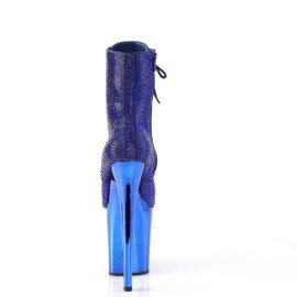 Pleaser FLAMINGO-1020CHRS Bottines à plateforme Strass Chrome Bleu