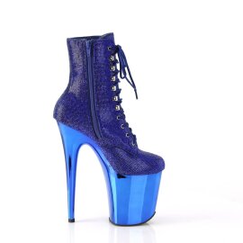 Pleaser FLAMINGO-1020CHRS Bottines à plateforme Strass Chrome Bleu