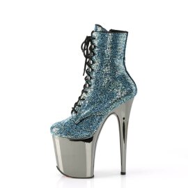 Pleaser FLAMINGO-1020CHRS Bottines à plateforme Strass Chrome Turquoise