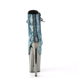 Pleaser FLAMINGO-1020CHRS Bottines à plateforme Strass Chrome Turquoise