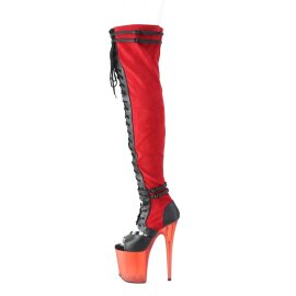 Pleaser FLAMINGO-3027 Bottes cuissardes à plateforme Daim synthétique Rouge