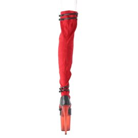 Pleaser FLAMINGO-3027 Bottes cuissardes à plateforme Daim synthétique Rouge