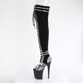 Pleaser FLAMINGO-3027SP Bottes cuissardes à plateforme Serpent Noir