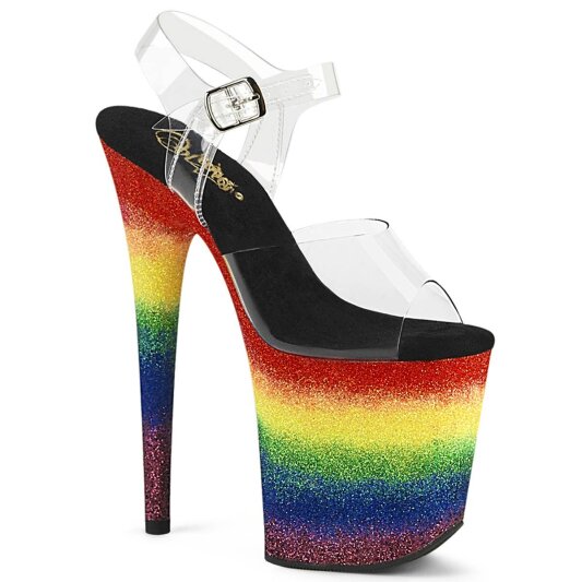 Pleaser FLAMINGO-808RG-04 Sandales à plateforme Paillettes Transparent Bigarré