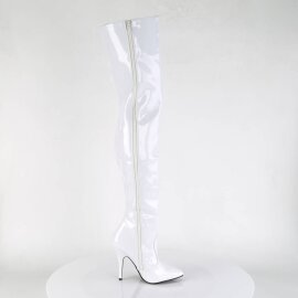 Pleaser SEDUCE-3010 Bottes cuissardes Vernis Blanc