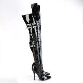 Pleaser SEDUCE-3080 Bottes cuissardes Vernis Noir