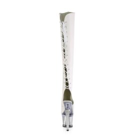 Pleaser SPECTATOR-3019 Bottes cuissardes à plateforme Cuir synthétique Chrome Blanc